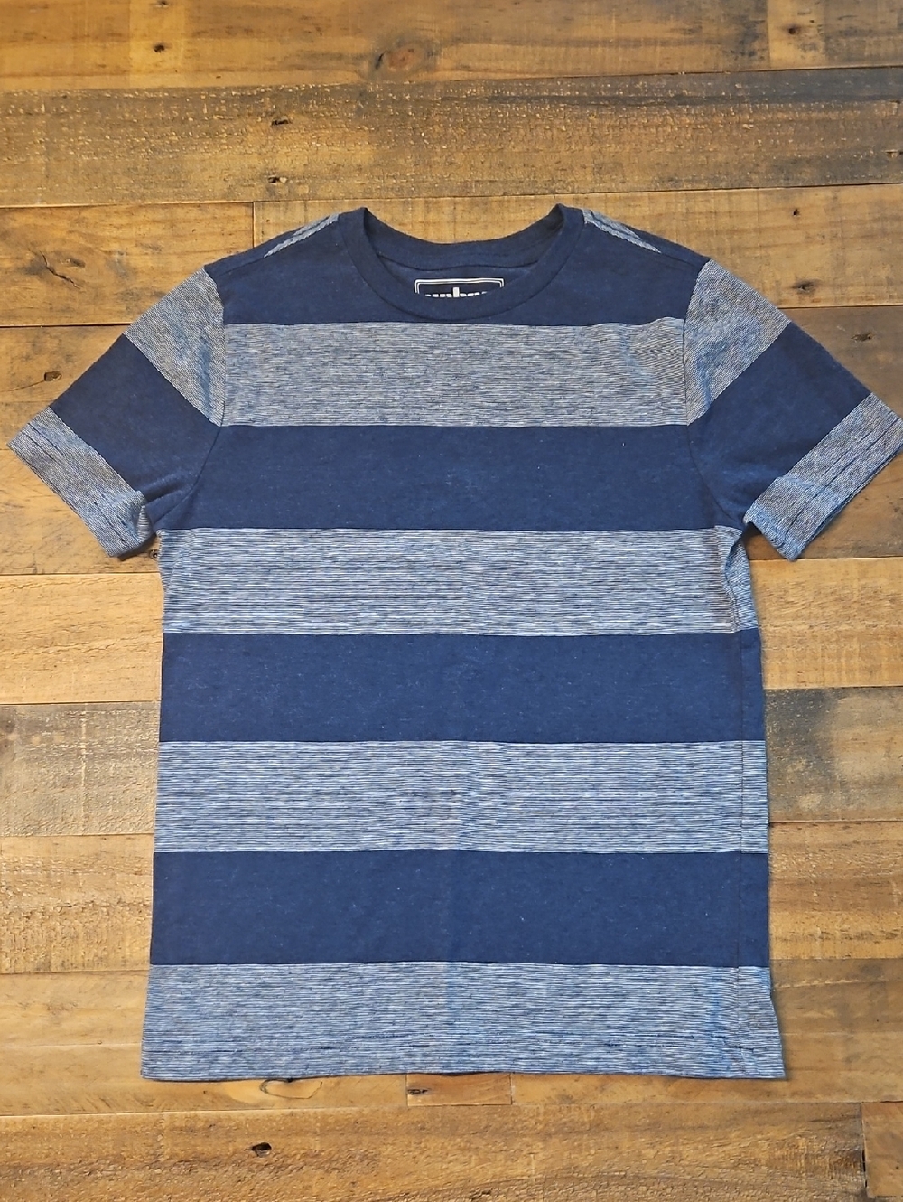 urban pipeline Navy and Heather Blue Wide Stripe Short Sleeve Tee